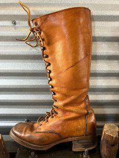 1970's Knee High Leather KK Lineman Boots Men's Size 9 Logger Biker Motorcycle - Etsy Buff Guys, 1970s Jewelry, Men Formal, Shoe Inspo, A Gentleman, K K, Boys Boots, Material Girls, Rubber Heels