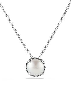 David Yurman Chatelaine Pendant Necklace with Pearl | Bloomingdale's Formal White Necklace With Box Chain, Formal White Pearl Necklace With Cable Chain, White Cable Chain Necklace For Formal Occasions, Formal White Cable Chain Jewelry, Formal White Cable Chain Necklace, Luxury White Box Chain Necklace, White Luxury Box Chain Necklace, White Luxury Necklace With Box Chain, Necklace With Pearl