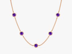 Introducing the Bezel Set Amethyst Station Necklace, a classic piece of jewelry crafted with elegance in 14k solid gold. Its captivating amethyst stones create a radiant display of opulence, perfect for those looking for subtle luxury. Subtle Luxury, Amethyst Stones, Station Necklace, Amethyst Stone, Bezel Setting, Gold Rose, Jewelry Crafts, Beautiful Jewelry, Solid Gold