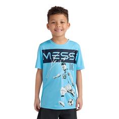 Your little guy can feel just like his favorite athlete in this boy's Messi graphic tee. Your little guy can feel just like his favorite athlete in this boy's Messi graphic tee. TECHNOLOGIES & FEATURES Crewneck Short sleeves Screen print graphicFIT & SIZING MidweightFABRIC & CARE Polyester Machine wash Imported Size: XL 18-20. Color: Blue. Gender: male. Age Group: kids. Sporty T-shirt With Character Print For Sports, Short Sleeve T-shirt With Character Print For Sports Events, Sporty Tops With Character Print For Sports Events, Sporty Tops With Character Print For Sports, Sports T-shirt With Character Print, Short Sleeve, Sports T-shirt With Character Print, Crew Neck T-shirt With Character Print For Sports Events, Casual Sports T-shirt With Character Print, Blue Sports Tops With Character Print