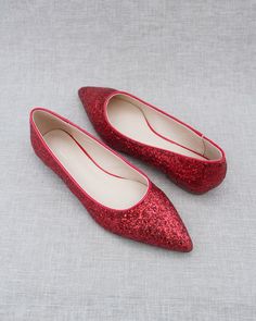 Red Rock Glitter Pointy Toe Flats With Oversized SATIN BOW - Etsy Red Round Toe Ballet Flats For Evening, Glitter Party Flats With Round Toe, Glitter Round Toe Flats For Party, Glitter Flats With Round Toe For Party, Glitter Round Toe Wedding Shoes For Party Season, Low Heel Glitter Wedding Shoes, Low Heel Glitter Wedding Shoes For Party, Glitter Pointed Toe Wedding Shoes For Prom, Sequined Pointed Toe Wedding Shoes