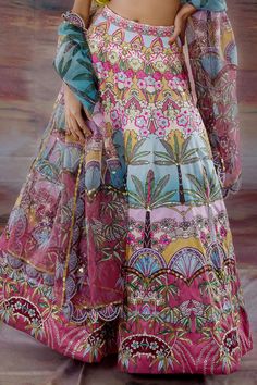 Buy Payal & Zinal Multi Color Thick Satin Tropical Print Lehenga Set Online | Aza Fashions Designer Multicolor Dresses With Sheer Dupatta, Bollywood Style Party Anarkali Set With Digital Print, Designer Multicolor Dress With Intricate Embroidery, Floor-length Multicolor Anarkali Set With Intricate Embroidery, Multicolor Floor-length Anarkali Set With Intricate Embroidery, Floor-length Digital Print Dupatta For Party, Multicolor Dress With Dupatta For Reception, Multicolor Reception Dress With Dupatta, Party Floor-length Digital Print Dupatta