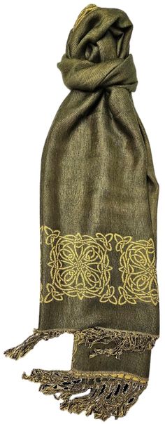 PRICES MAY VARY. Wrapped in the indulgent softness of 100% viscose, our Celtic scarf adds a touch of opulence to your attire, boasting a lustrous sheen that elevates your look with effortless elegance. The Celtic knot design adds a touch of tradition to contemporary fashion. The intricate, unbroken lines represent the interconnectedness of life, nature, and the spiritual realm, offering both beauty and profound meaning. With generous measurements of 28" by 70" and decorative fringe, our scarf of Celtic Scarf, Green Bohemian Scarf Wrap, Luxury Brown Bohemian Scarves, Luxury Green Bohemian Scarf, Luxury Green Shawl-style Scarf, Celtic Knot Designs, Reversible Scarf, Timeless Gifts, Celtic Knot