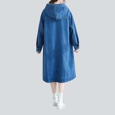 Introducing the 2023 Spring-Summer Collection's Elongated Sleeve Hooded Denim Dress ââ‚?a 20th-century-inspired masterpiece that captures the distorted spirit of the decade!Why It's Your Next Go-To LookThis denim dress is made to make a statement! It features a unique medium-wash finish. a sleek loose fit. and a pull-on closure for ease. Its vintage-inspired hood adds a hint of mystique. and the raw distressed pattern is a tribute to the iconic rebellious movement.Key Highlights: 90s Vibes: Chan Spring Washed Blue Hooded Outerwear, Oversized Denim Blue Dress For Fall, Oversized Cotton Denim Dress For Fall, Summer Cotton Hooded Outerwear, Oversized Dark Wash Cotton Denim Dress, Winter Blue Cotton Denim Dress, Oversized Denim Dress For Fall, Hooded Dark Wash Outerwear For Spring, Spring Cotton Streetwear Dress