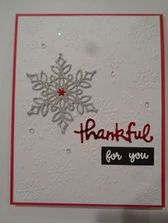 a handmade thank you card with a snowflake