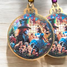 there are two ornaments that look like alice and wonderland