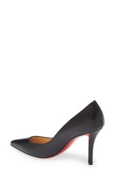 The essential pump from the beloved designer boasts a sleek pointy toe and the glossy, lipstick-red sole that defines the iconic shoe brand. 3 1/2" heel (89mm) (size 39W) Wipe with a soft, dry cloth and store in a dust bag Please note the red lacquer on soles will wear off as a result of normal use. To minimize the effect, avoid wearing in wet weather or on abrasive surfaces Leather, upper lining and sole Made in Italy Women's Designer Shoes Glossy Lipstick, Lipstick Red, Red Lacquer, Red Sole, Wet Weather, Footwear Design Women, Black Pumps, Leather Pumps, Shoe Brands