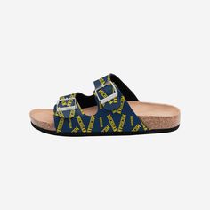 Double your fun. Double your fan. With the Michigan Wolverines Women's Mini Print Double Buckle Sandals, you can step in style, and not have to worry about getting sand in your shoes during your next beach excursion. Features Team-colored design with repeat logo display on straps, in case it wasn't clear where your allegiances lie Two adjustable buckled straps, so you can strap in for a good time Slip-on style with open-toe design so you can stay cool in the heat of competition, or at the beach Beach Slippers With Buckle Closure And Round Toe, Casual Beach Slippers With Buckle Closure, Beach Slippers With Buckle Closure, Beach Slippers With Buckle Closure Slide, Beach Slide Slippers With Buckle Closure, Yellow Slides For Beach, Yellow Slides For The Beach, Yellow Slide Slides For Beach, Adjustable Non-slip Sandals For Beach