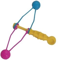 a toy with two handles and one ball on the end, attached to a string