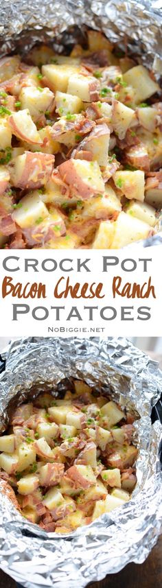 crock pot bacon cheese ranch potato casserole is an easy and delicious side dish