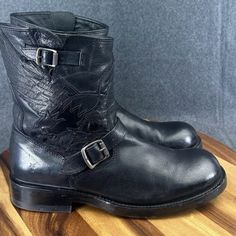 Brand New. Purchased At Nordstrom Black Leather With Buckles Mens Biker Boots, Biker Boots, Frye Shoes, Men's Shoes, Shoe Boots, Black Leather, Nordstrom, Man Shop, Brand New