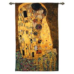 the kiss by klimt painting print on wrapped canvas, 24x36 inches