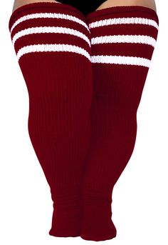 PRICES MAY VARY. Designed for European Plus Sizes: Say goodbye to Asian sizes thigh highs, our thigh high socks plus size are everything you and those beautiful legs ever needed! Heel to Top Length is about 35'', and the stretched length is up to amazing 42'', The width is about 7", and the stretched width is up to amazing 39". Recommended: Designed for upper thighs that measure 25 inches or larger, if not I think these plus size thigh high socks will be too big for you. Coming with Adjustable T Red Sports Socks For Winter, Red Winter Sports Socks, Red Stretch Knee-high Leg Warmers, Red Stretch Thigh-high Leg Warmers, Red Stretch Thigh High Leg Warmers, Sporty Knee-high Socks For Winter Sports, Sporty Stretch Knee-high Socks For Winter, Thigh Belts, Plus Size Thigh High Socks