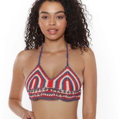 Raga Katy Bikini Top Size M New With Tags Stand Out In Our Unique 'Katy Bikini Dtop'. With A One-Of-A-Kind Cute & Intricate Crochet Pattern, You Wont Be Like Anybody Else At The Beach Or Pool. Lined Cups Back Tie Closure Crochet Design Throughout Flattering V-Neck 100% Cotton Summer Multicolor Bra-friendly Tops, Multicolor Bra-friendly Tops For Summer, Red Bra Friendly Crop Top For Summer, Red Bra-friendly Crop Top For Summer, Fitted Crochet Top For Poolside, Multicolor Cropped Crochet Top For Beach, Fitted Triangle Crochet Top For Vacation, Summer Red Halter Top, Bra Friendly, Summer Bra Friendly Red Halter Top