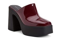 Katy Perry The Heightten Clog - High Heels : Burgundy : Going for a formal meeting or on a date, the Katy Perry The Heightten Clogs are a great choice to complete your look. Man-made upper and lining. Soft and padded insole for utmost comfort. Slip-on style. Square toe and chunky block heel. Rubber outsole with high traction and durability. Imported. Measurements: Heel Height: 4.3 in. Platform Height: 1.6 in. Single Shoe Weight: 0.3 oz. Formal Closed Toe Clogs With Padded Heel, Formal Clogs With Padded Block Heel, Formal Block Heel Clogs With Padded Heel, Trendy Synthetic Clogs For Fall, Trendy Fall Synthetic Clogs, High Heel Platform Clogs For Work, Modern Clogs With Padded Block Heel, Workwear Platform Clogs With Block Heel, Workwear Clogs With Padded Heel And Block Shape