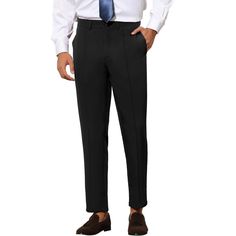 The tapered leg design of the pleated front dress pants can show your different taste of fashion. The solid color tapered dress pants are simple, stylish and professional. Perfectly match up with your dress shirts, polo shirt, suit jacket, waistband and shoes to show a business or casual style. Great gift for your friend, boyfriend, and your father. Elegant Tapered Bottoms For Business Casual, Fitted Tapered Workwear Pants, Classic Tapered Formal Bottoms, Semi-formal Solid Dress Pants With Pressed Crease, Classic Pleated Dress Pants For Business, Pleated Straight Leg Dress Pants For Office, Classic Pleated Dress Pants For Semi-formal Occasions, Classic Pleated Semi-formal Dress Pants, Elegant Pleated Dress Pants