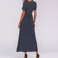 US$ 26.97 - Fashion Women Dress O-neck Short Sleeve Beach Polka Dot Bandage Long Maxi Dress - www.streetally.com Polka Dot V-neck Maxi Dress For Summer, Polka Dot Maxi Dress For Vacation, Polka Dot Short Sleeve Dress For Vacation, Short Sleeve Polka Dot Maxi Dress For Beach, Fitted Polka Dot Beach Dress, Polka Dot Short Sleeve Beach Dress, Polka Dot V-neck Midi Dress For Beach, Polka Dot V-neck Midi Dress For Vacation, Polka Dot Midi Dress With Short Sleeves For Vacation