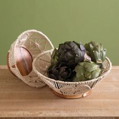 Set Two Wood Macrame Bowls CTW Wood And Macrame, Woven Bowl, Herringbone Wall, Space Display, Statement Decor, Outdoor Gifts, Glass Cloche, Fruit Vegetables, Boho Kitchen