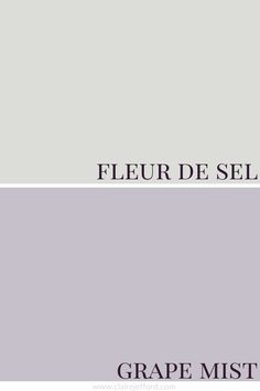 the words, fleur de selle and grape mist are shown in two different colors