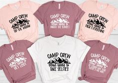 Get ready for your next camping adventure with our "Camp Crew Most likely" Shirts! Perfect for creating lasting memories and standout family photos, these fun and stylish tees are ideal for any camping getaway. STEPS TO ORDER 1) Select T-Shirt size from the first Drop Down menu. 2) Select your T-shirt color from the second Drop Down menu. * Looking for a different color? Please feel free to message us and we will try our best to accomodate you  3) Choose your quantity. 4)In add your personalisat Deer Camp Shirts, Most Likely Shirts, Camping Kids, Cottage Vibes, Happy Camper Shirt, Camper Shirt, Camping Adventure, Bachelorette Shirts, Family Shirt