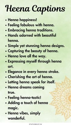 a poem with the words hena captions on it