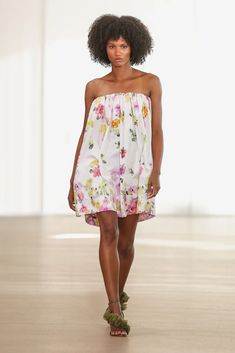 Ayla Strapless Mini Dress | Scattered Floral | Aje – Aje World Resort 2024 Collection, Ruffled Tops, Resort 2024, Line Shopping, Strapless Mini Dress, Australian Fashion, Floral Chiffon, Smock Dress, 2024 Collection