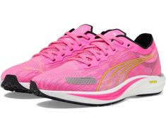 PUMA Liberate Nitro 2 Secure Fit Lace-up Running Shoes For Training, Breathable Lace-up Sneakers For Marathon, Pink Breathable Trail Running Shoes, Training Running Shoes With Round Toe And Laces, Breathable Pink Trail Running Shoes, Round Toe Running Shoes With Laces For Training, Pink Athleisure Trail Running Shoes For Light Sports, Sporty Pink Trail Running Shoes With Air Cushioning, Sporty Pink Trail Running Shoes With Boost Midsole