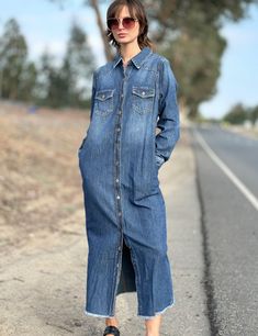 The Denim Maxi Shirtdress has no limits - casual with a sophisticated edge, it's our go anywhere, do anything Maxi Shirtdress! The cover model is 5'9" wearing size small Fabric: 100% Cotton Length: 53" from shoulder Malibu Blue, Denim Maxi, Cover Model, Shirtdress, Premium Denim, Do Anything, Modest Fashion, Denim Dress, Winter Outfits