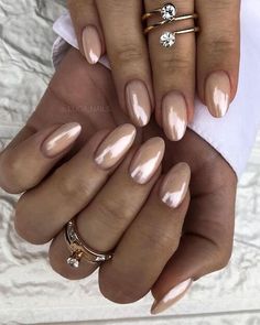 120+ Dazzling Chrome Nail Designs [2023] To Get Ahead Of The Latest Metallic Mani Trend Tan Chrome Nails, Gold Nails French, Orquideas Nails, Chrome Nails Opi, Gel Chrome Nails, Chrome Nail Colors, Chrome Nail Designs, Champagne Nails, Tan Nails