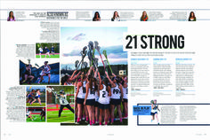 an article in the sports paper features images of women's lacrosse teams