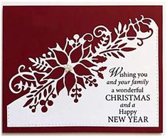 a red and white christmas card with the words wishing you and your family