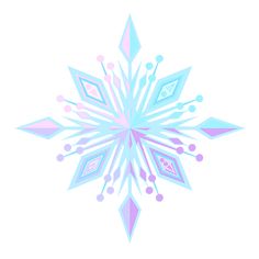 a snowflake is shown on a white background with blue, pink and green colors