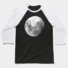 a black and white baseball shirt with the moon in the middle of it's back