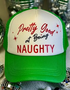 Show your Holiday Spirit in a super cute trucker hat!   Each hat is custom made.  You can also add a custom hat charm for $10.00. Painted Trucker Hats, Painted Apparel, Funny Christmas Hats, Cute Trucker Hat, Trash Party, Patch Hats, Christmas Hats, Custom Trucker Hats, Word Shirts