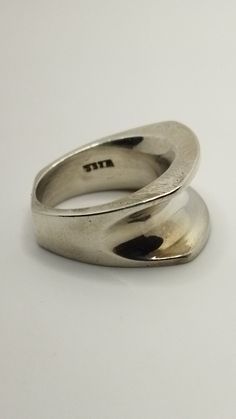 W.& S.Sørensen beautiful and interesting vintage sterling silver ring,size-16mm✨ Modernist Open Signet Ring For Formal Occasions, Modernist White Gold Signet Ring For Anniversary, Elegant Thick Band Ring Stamped 925, Modernist Open Ring With Polished Finish, Modernist Open Band Rings For Formal Occasions, Classic Sterling Silver Concave Rings, Classic Thick Band Rings Stamped 925, Vintage Sterling Silver 925 Wide Band Ring, Elegant Wide Band Ring Stamped 925