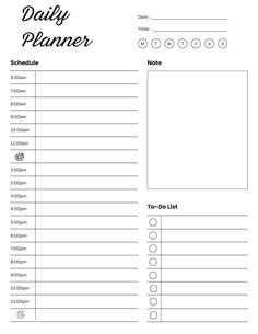 the daily planner is shown in black and white, with lines on each page to help you