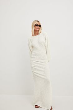 Structured Drawstrings Maxi Dress White Maxi Dress White, Drawstring Detail, Future Fashion, White Maxi, Jeans Rock, White Maxi Dresses, Na Kd, Dress White, White Long Sleeve