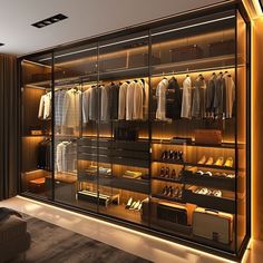 a walk in closet filled with lots of clothes