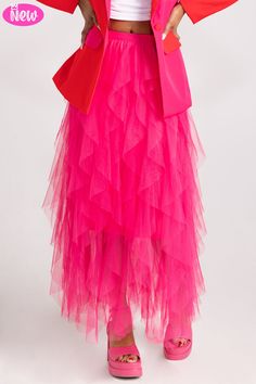 Amara's Enchanted Forest AEF shopaef Strut and Bolt Fuchsia Hot Pink Maxi Tulle Ruffle Frill Cascading Maxi Skirt Skirts Women's Women Skirts Bottoms Fairy Gifts, Skirts Women, Clothes For Kids, Tulle Tutu, Unicorn Gifts, Elegant Skirt, Cute Clothes, Stuffed Toys