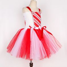 Girls Christmas Candy Cane Tutu Dress Outfits Red White Glittery Mrs Santa Claus Costume for Kids Pink Princess Christmas Dress, Festive Red Princess Dress For Dress-up, Pink Princess Dress For Christmas Party, Princess Sleeveless Tutu Dress For Christmas, Pink Princess Dress For Winter Party, Princess Style Christmas Party Dress, Red Princess Dress For Christmas Dress-up, Pink Holiday Dress For Christmas Party, Christmas Party Sleeveless Princess Dress