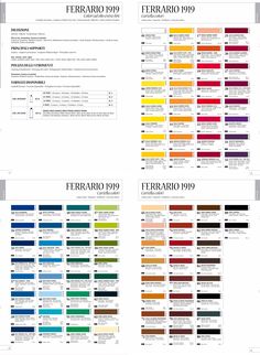 the color chart for different colors of paint