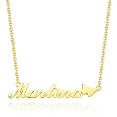 Name necklaces are a must for every fashionable woman. They have a fun and personalized feel to them. In addition, Name Necklace are versatile enough for everyday wear. Slip them on alone or layer them up for a bolder look. Depending on which style you get, you can customize one name, or two names. There are personalized infinity necklaces, retro nameplate necklaces, and modern bar necklaces. In addition to getting your own name, other options would be to get the name of a boyfriend, BFF, pet, p Personalized Pendant Necklace, Bar Necklaces, Name Necklace Silver, Perfect Gift For Girlfriend, Name Necklaces, Nameplate Necklace, Necklace For Girlfriend, A Boyfriend, Cute Butterfly