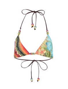 FINLEA BIKINI TOP - MULTI : TROPICAL FLORAL Tropical Triangle Halter Top With Adjustable Straps, Tropical Triangle Halter Top For Vacation, Tropical Triangle Halter Top For Swimming, Tropical Triangle Halter Top, Summer Tropical Print Triangle Halter Top, Tropical Style Halter Top With Adjustable Straps For Poolside, Tropical Halter Top With Adjustable Straps For Poolside, Tropical Triangle Halter Top For Beach, Beach Vacation Triangle Halter Top