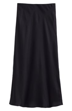 A matte satin slip skirt is rendered in classic hue and cut to a versatile midi length. 88% acetate, 12% polyester Machine wash, tumble dry Imported Sleek Bias-cut Relaxed Skirt, Sleek Bias Cut Relaxed Skirt, Black Slip Skirt, Midi Slip Skirt, Satin Slip Skirt, Slip Skirt, Black Midi Skirt, Matte Satin, Satin Slip