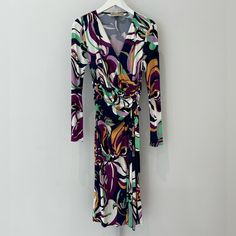 Emilio Pucci Floral Print Faux Wrap Dress Size It 42 / Us 8 Nwts! Condition: New With Tags. Side Zipper, Bow Is Decorative. Multicolor V-neck Formal Dresses, Multicolor Fitted Formal Midi Dress, Fitted Multicolor Formal Midi Dress, Formal Fitted Multicolor Midi Dress, Elegant Multicolor Midi Dress For Formal Occasions, Elegant Multicolor Formal Midi Dress, Elegant Multicolor Knee-length Midi Dress, Multicolor V-neck Midi Dress For Formal Occasions, Elegant Multicolor Midi-length Dresses