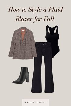 How to Wear a Plaid Blazer - A Classy Guide - By Lisa Fonde Plaid Blazer Outfit Winter, Brown Plaid Blazer Outfit Women, Plaid Blazer Outfit Casual, Brown Plaid Blazer Outfit, Fitted Blazer Outfit, Plaid Blazer Outfit Women, Blazer Outfit Fall, Outfit Ideas For Work