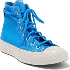 New. Runs One Size Larger. Amazing Blue Color, Very Difficult To Find. No Defects, In The Original Box. Converse Chuck Taylor 70. Cushioned Insole. Lace-Up Closure. Trendy Blue High-top Sneakers With Round Toe, Trendy Blue High-top Sneakers, Blue Canvas Shoes With Laces For Streetwear, Trendy Blue High-top Sneakers For Streetwear, Casual Blue High-top Sneakers For Streetwear, Blue Converse Sporty High-top Sneakers, Blue High-top Sneakers With Elastic Laces, Blue High-top Sneakers With Vulcanized Sole For Sports, Blue Canvas Shoes With Round Toe For Streetwear