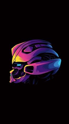 a colorful helmet on a black background