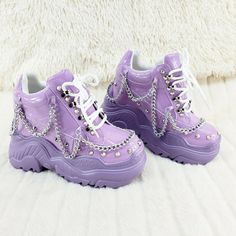 Hak Tinggi, Goth Shoes, Dr Shoes, Cute Shoes Heels, Kawaii Shoes, Funky Shoes, You Are Important, Wedges Style, Purple Shoes