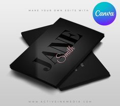 two black business cards with the words make your own edits with logo on them